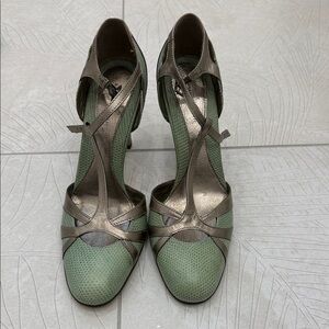 Banana Republic Green and Bronze Heels